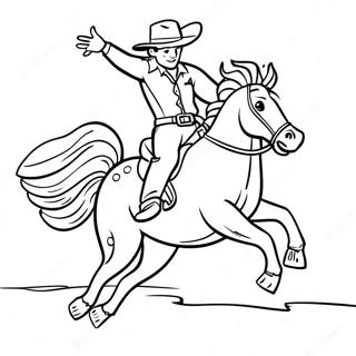 Cowboy Riding A Bucking Bronco Coloring Page 11488-9415