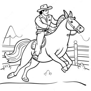 Cowboy Riding A Bucking Bronco Coloring Page 11488-9416