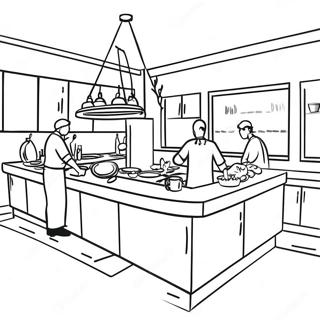 Restaurant Kitchen Scene Coloring Page 11597-9498