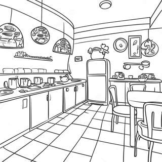 Restaurant Kitchen Scene Coloring Page 11597-9499