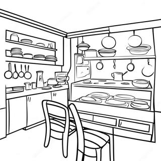 Restaurant Kitchen Scene Coloring Page 11597-9500