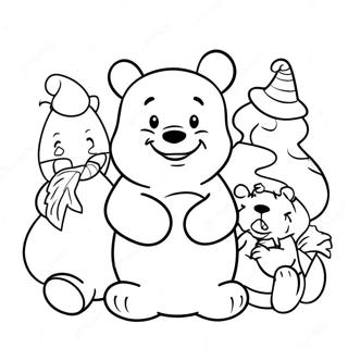 Festive Winnie The Pooh And Friends Coloring Page 11608-9510