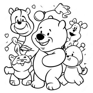 Festive Winnie The Pooh And Friends Coloring Page 11608-9512