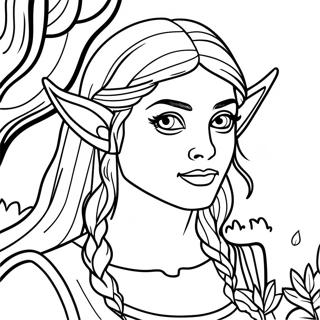 Elegant Forest Elf Coloring Page 11678-9567