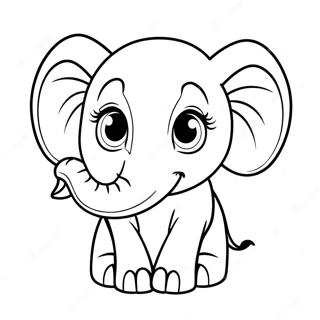 Cute Realistic Baby Elephant Coloring Page 11708-9591