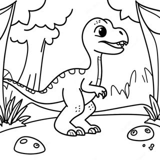 Cute Velociraptor Playing In The Jungle Coloring Page 1172-940