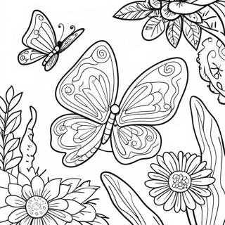 Intricate Butterfly Garden Coloring Page 11738-9616