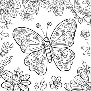 Intricate Butterfly Garden Coloring Page 11738-9637