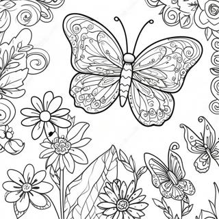 Intricate Butterfly Garden Coloring Page 11738-9638