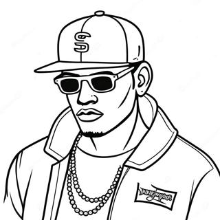 Cool Hip Hop Gangster With Cap Coloring Page 11788-9671