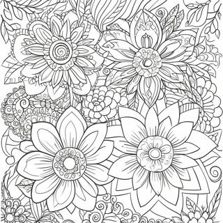 Intricate Relaxation Flower Patterns Coloring Page 11798-9680