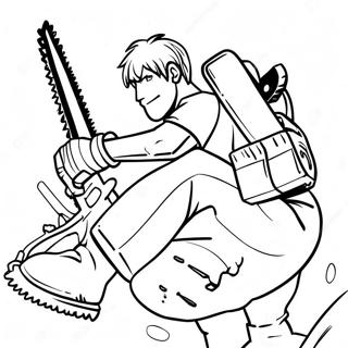 Chainsaw Man In Action Coloring Page 1182-947