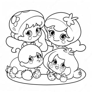 Vintage Strawberry Shortcake Friends Coloring Page 11968-9798