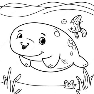 Cute Manatee Swimming Coloring Page 11998-9821