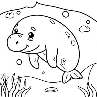 Cute Manatee Swimming Coloring Page 11998-9822