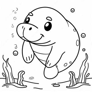 Cute Manatee Swimming Coloring Page 11998-9823