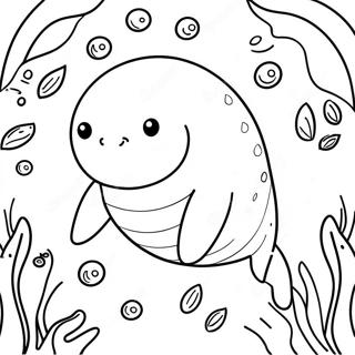 Cute Manatee Swimming Coloring Page 11998-9824