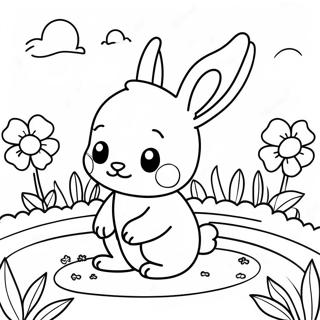 Cute Baby Bunny In A Flower Field Coloring Page 12018-9837