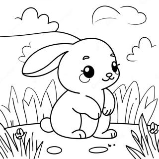 Cute Baby Bunny In A Flower Field Coloring Page 12018-9838