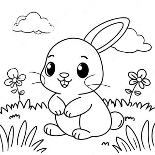 Cute Baby Bunny In A Flower Field Coloring Page 12018-9839