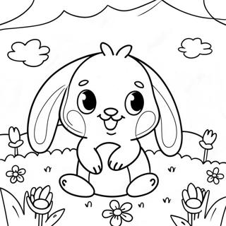 Cute Baby Bunny In A Flower Field Coloring Page 12018-9840