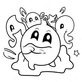 Cute Pacman Eating Ghosts Coloring Page 1202-961