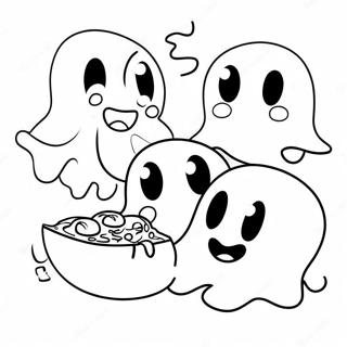 Cute Pacman Eating Ghosts Coloring Page 1202-962