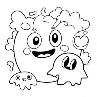 Cute Pacman Eating Ghosts Coloring Page 1202-964