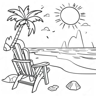 Sunny Tropical Beach Coloring Page 12058-9869