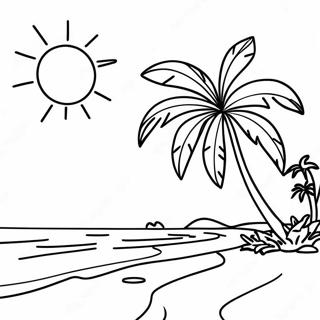 Sunny Tropical Beach Coloring Page 12058-9870