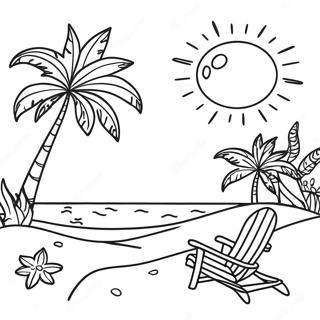 Sunny Tropical Beach Coloring Page 12058-9871