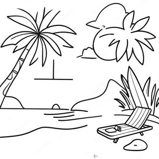 Sunny Tropical Beach Coloring Page 12058-9872