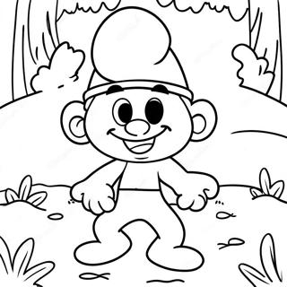 Happy Smurf Playing In The Forest Coloring Page 12118-9917