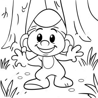 Happy Smurf Playing In The Forest Coloring Page 12118-9919