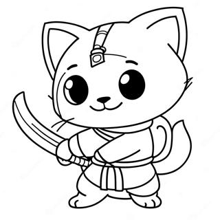 Adventurous Cat Ninja In Action Coloring Page 12198-9981