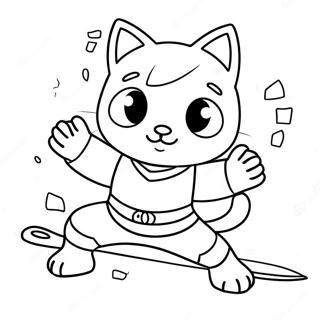 Adventurous Cat Ninja In Action Coloring Page 12198-9982