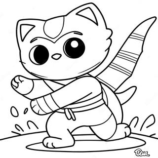 Adventurous Cat Ninja In Action Coloring Page 12198-9983