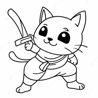 Adventurous Cat Ninja In Action Coloring Page 12198-9984