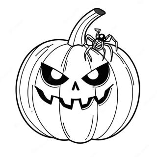 Spooky Pumpkin With Spider Coloring Page 12318-10078