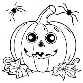 Spooky Pumpkin With Spider Coloring Page 12318-10080