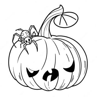 Spooky Pumpkin With Spider Coloring Page 12318-10253