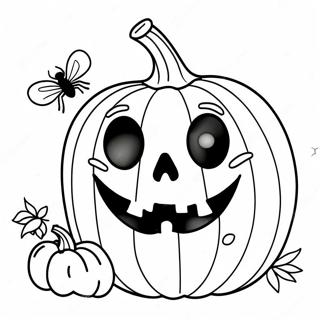 Spooky Pumpkin With Spider Coloring Page 12318-10255