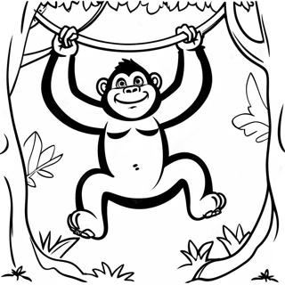 Playful Gorilla Swinging In Trees Coloring Page 1232-985