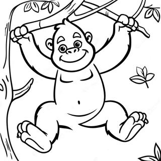 Playful Gorilla Swinging In Trees Coloring Page 1232-987