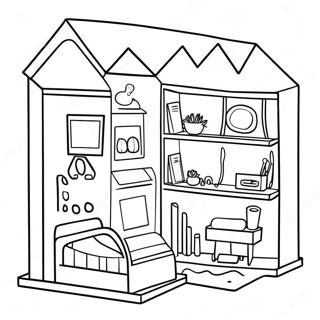 Colorful Toca Boca Doll House Scene Coloring Page 12338-10271