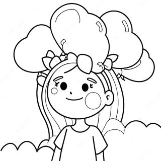 Megan With Colorful Balloons Coloring Page 12408-10326