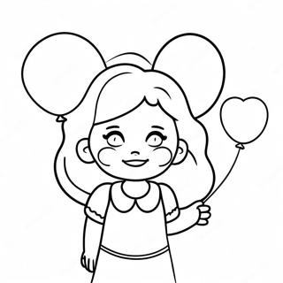 Megan With Colorful Balloons Coloring Page 12408-10327