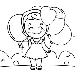 Megan With Colorful Balloons Coloring Page 12408-10328