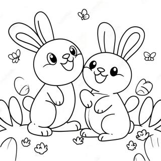 Happy Sunny Bunnies Playing Coloring Page 12428-10342