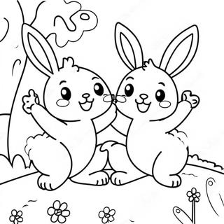 Happy Sunny Bunnies Playing Coloring Page 12428-10343